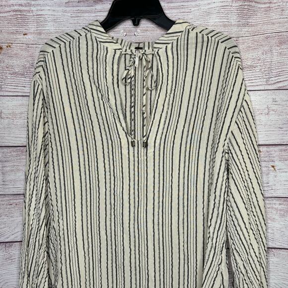 Free People Ivory Rhythm of the Night Striped Long Sleeve Top Size XS - Picture 7 of 11